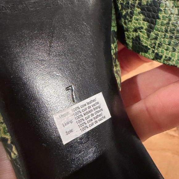 Rachel Comey Vibrant Green Snake Print Kitten Heels - Picture 11 of 14